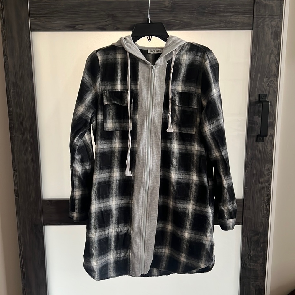 Flannel Hoodie w/pockets